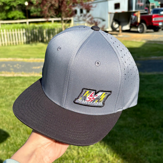 GREY 6 PANEL - LASER PERFORATED PERFORMANCE  //  FLAT BRIM SNAPBACK